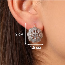 Серьги цветы ювелирная бижутерия коллекция "Дубай", покрытие позолота, вставка: фианиты, цвет: прозрачный, арт.213.611