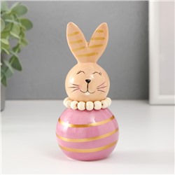 Фигурка керамика «Зайка-неваляшка с полосками», бежево-сиреневый, 6.3×6.3×13.3 см