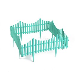 Ограждение декоративное, 30×300 см, 5 секций, пластик, бирюзовое, Greengo