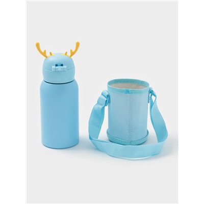 Термос детский «Мишка», 500 мл, с кружкой, два вида крышек, сохраняет тепло до 6 ч, нержавеющая сталь, синий