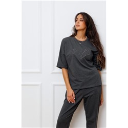 Футболка 342 женская с вышивкой (Темно-серый)