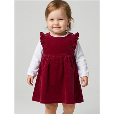 Комплект детский для девочек: сарафан текстильный, джемпер трикотажный (футболка с длинными рукавами