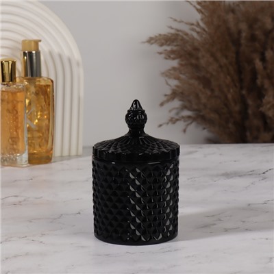 Органайзер для хранения «Элит», шкатулка для украшений с крышкой, d=8.5×13.5 см, чёрный