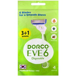 Станок для бритья для ЖЕНЩИН с несъемной головкой DORCO EVE/SHAI Vanilla-6 (4 шт.), SXA 300-(3+1)P