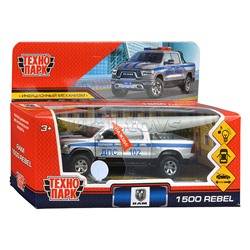 Машина металл Dodge Ram Полиция 13 см, (свет-звук,двер, баг, серебр.) инерц., в коробке