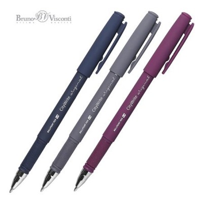 Ручка шариковая масляная 1.0мм "CityWrite ORIGINAL" синяя (3 цвета корпуса) 20-0018 Bruno Visconti