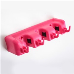 Держатель для уборочного инвентаря с крючками, 26×6×9 см, МИКС