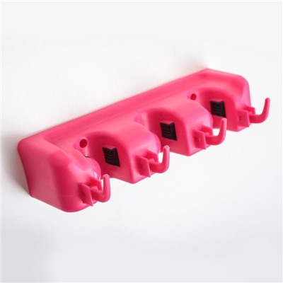 Держатель для уборочного инвентаря с крючками, 26×6×9 см, МИКС