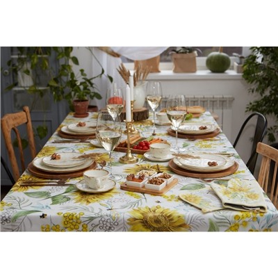 Скатерть «Этель. Солнечные цветы», 110×147 см, 100% хлопок, саржа 190 г/м²