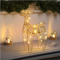 Светодиодная фигура «Олень бежевый» 35×19×8 см, 20 LED, батарейки ААx2 (не в комплекте), свечение теплое белое