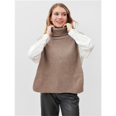 Джемпер - пончо женский MINAKU: Casual collection, бежевый, размер 48