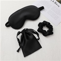 Набор: Маска для сна + Резинка для волос + Мешочек для хранения. ЧЕРНЫЙ