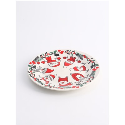 Тарелка новогодняя плоская «Новогодний хоровод», d=20 см