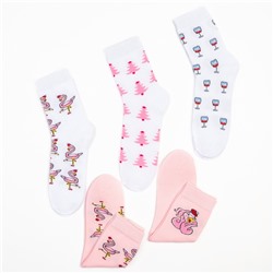 Носки женские новогодние KAFTAN «С Новым Годом!» размер 36-40 (23-25 см), набор 5 пар