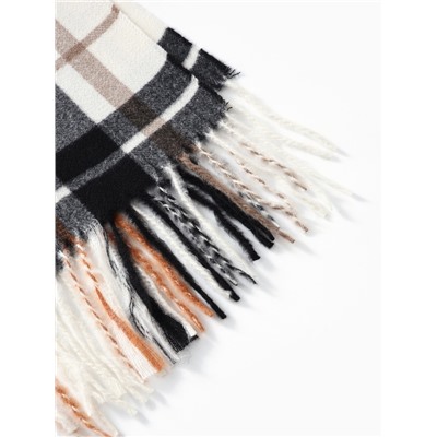 Плед с бахромой «Этель» Black square, 120×120 см, бежевый