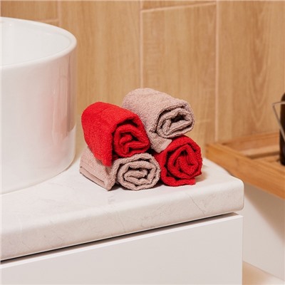 Набор махровых полотенец Этель «Санта» 30×30 см-4 шт., хл 340 г/м²