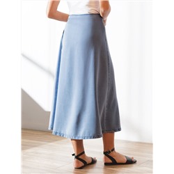 Юбка миди на запах А-силуэта из джинсового лиоцелла