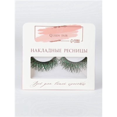 Ресницы накладные «Сияй», с блёстками, 14 мм, без клея, зелёные