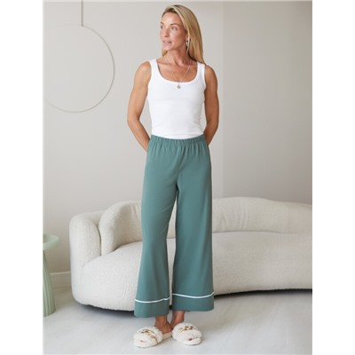 Укороченные брюки из эластичного хлопка с контрастным кантом