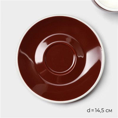Кофейная пара Magistro Coffee time, 2 предмета: чашка 180 мл, блюдце d=14.5 см, фарфор, коричневый