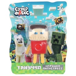 Игрушка антистресс тянучка "Пиксельный персонаж в красном свитере"  блистер, Супер Флекс