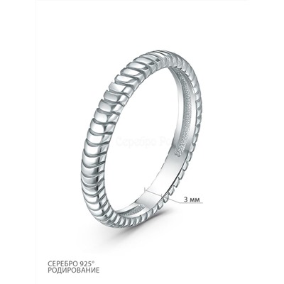 Кольцо из серебра родированное 925 пробы К-0100р