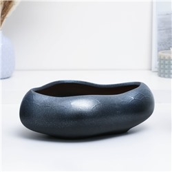 Горшок для кактусов и суккулентов «Бонсай», 2.3 л, 28×24×11 см, керамический, чёрный, серебристый