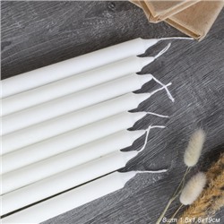 Свеча стержень белая 8 штук 19х1,8 см / G2 /уп 40/