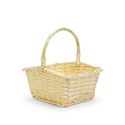 Корзина плетёная для хранения, 27×22×14 см, ручка h=13 см, ива, белая