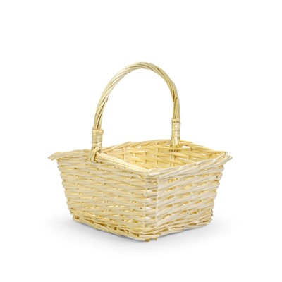 Корзина плетёная для хранения, 27×22×14 см, ручка h=13 см, ива, белая