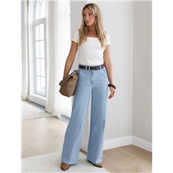 Прямые джинсы из эластичного плотного денима