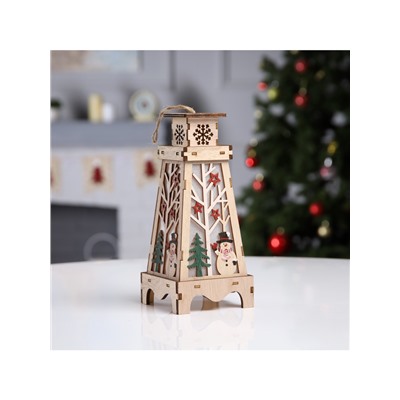Светодиодная фигура «Снеговик в лесу» 11×23×11 см, дерево, батарейки LR1130×3 (в комплекте), свечение тёплое белое