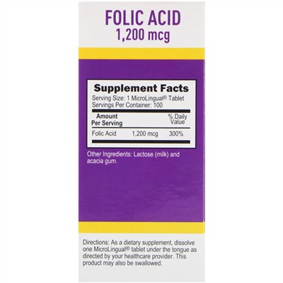 Superior Source, Folic Acid, 1,200 mcg, 100 Tablets