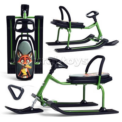 Игрушка Снегокат детский 212 "Play" разборный с высокой рамой и со спинкой (Хитрый лис)