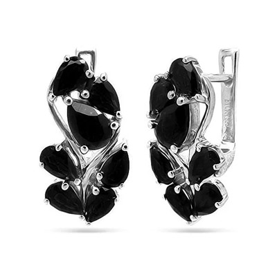 Серьги из серебра сапфир корунд, Брюнетка