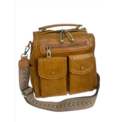 Женская сумка- рюкзак из искусственной кожи, цвет  рыжий