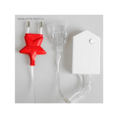 Гирлянда «Занавес» 2×1.5 м с насадками «Ёжики», IP20, прозрачная нить, 360 LED, свечение тёплое белое, 8 режимов, 220 В