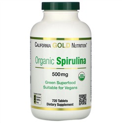California Gold Nutrition, органическая спирулина, сертификат USDA Organic, 500 мг, 720 таблеток