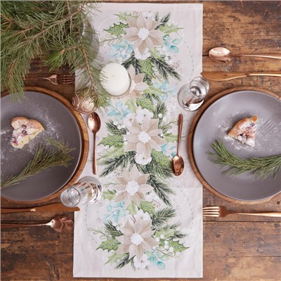 Дорожка на стол новогодняя «Этель» Beautiful Christmas, 30×70 см, хлопок 100%, саржа 190 г/м², бежевая
