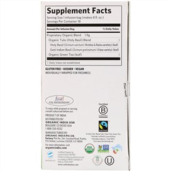 Organic India, Чай с тулси, зеленый, 18 пакетиков, 34,2 г (1,21 унции)