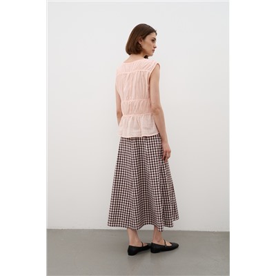 Юбка  SKRT2534_Brown Checkers/Коричневый, белый