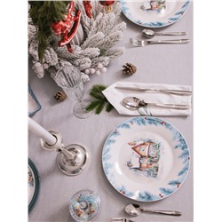 Тарелка новогодняя Доляна «Зимний вечер», d=25.5 см, фарфор, белая