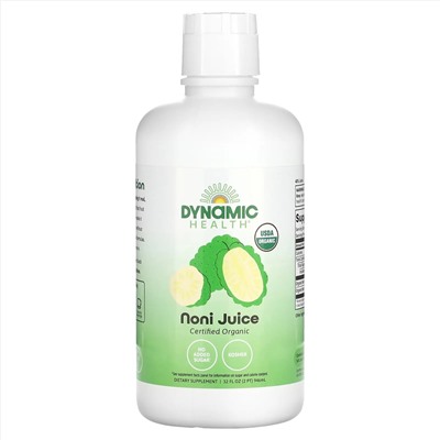 Dynamic Health  Laboratories, Сертифицированный 100% сок органического нони, 946 мл (32 жидк. унции)
