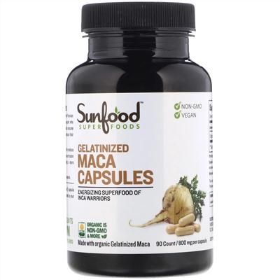 Sunfood, Капсулы желатинизированной маки, 800 г, 90 капсул