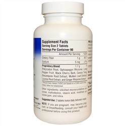 Planetary Herbals, Комплекс для легких с коровяком, 850 мг, 180 таблеток