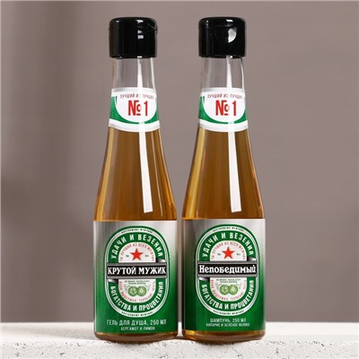 Подарочный набор «Крутой мужик», гель для душа и шампунь для волос пиво, 2×250 мл, Чистое счастье