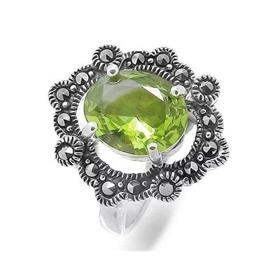 Кольцо из серебра марказит, султанит, SL-AGA133