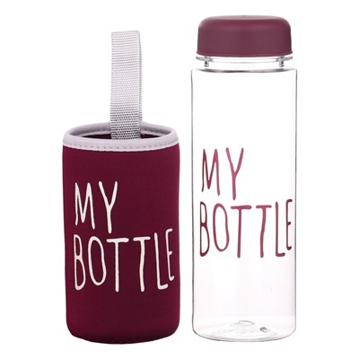 Бутылка для воды My bottle, 500 мл, 19.5×6 см, чехол в комплекте, бордовая