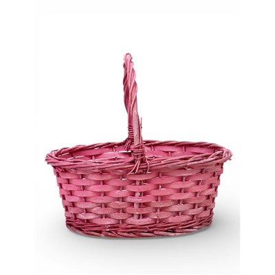 Корзина плетёная для хранения, 28×20×11 см, ручка h=14 см, ива, розовая, Greengo