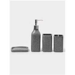Набор аксессуаров для ванной комнаты «Гранит», 4 предмета, дозатор 350 мл, мыльница, 2 стакана, серый